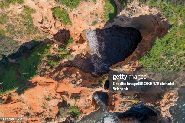 stockillustraties, clipart, cartoons en iconen met caves at praia da marinha, rocks and cliffs, steep coast in the algarve, portugal - faro