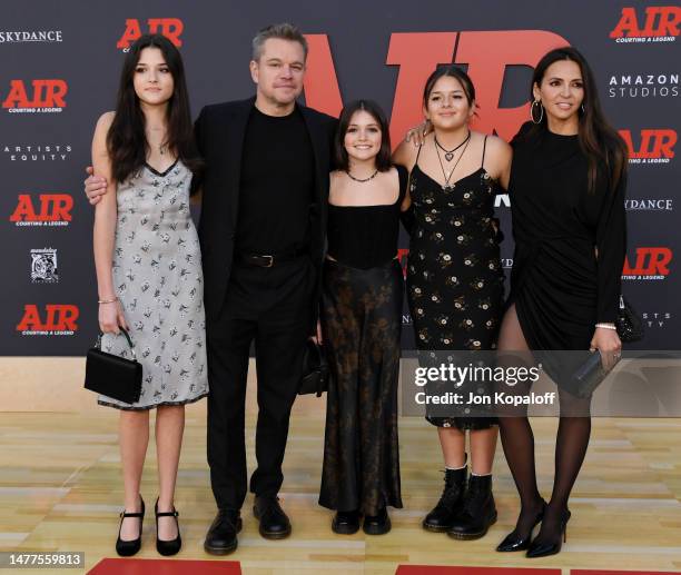 Luciana Damon and Matt Damon attend Amazon Studios' World Premiere Of "AIR" at Regency Village Theatre on March 27, 2023 in Los Angeles, California.