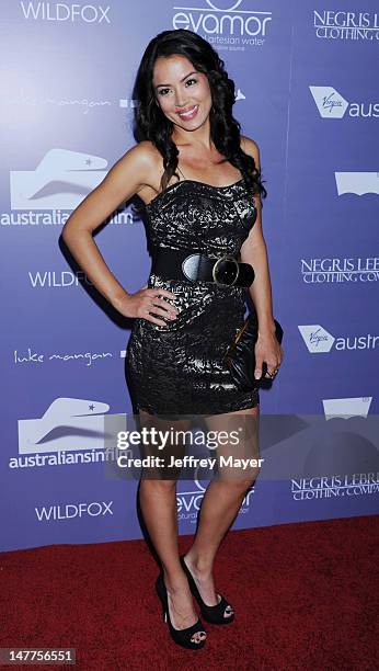 Actress Stephanie Jacobsen arrives at the 8th Annual Australians In Film Breakthrough Awards & Benefit Dinner at InterContinental Hotel on June 27,...