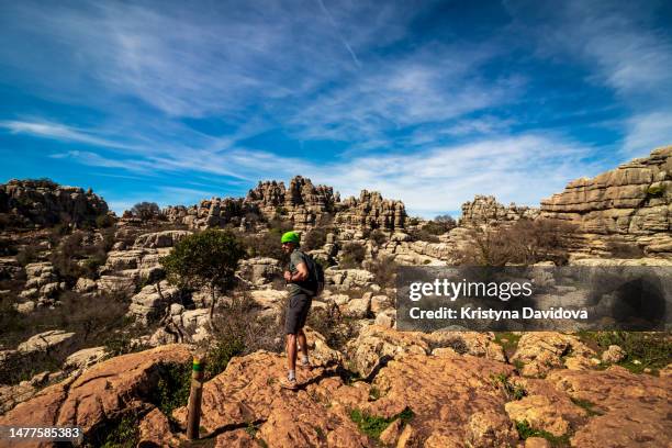 travel - active people - paraje natural torcal de antequera stock-fotos und bilder