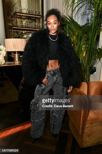Cheyenne Maya-Carty aka Chey Maya attends Palm Angels x Barbour collaboration dinner hosted by Francesco Ragazzi at The MAINE Mayfair on March 28,...