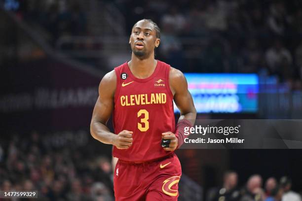 Caris LeVert of the Cleveland Cavaliers runs down court during the second half against the Houston Rockets at Rocket Mortgage Fieldhouse on March 26,...