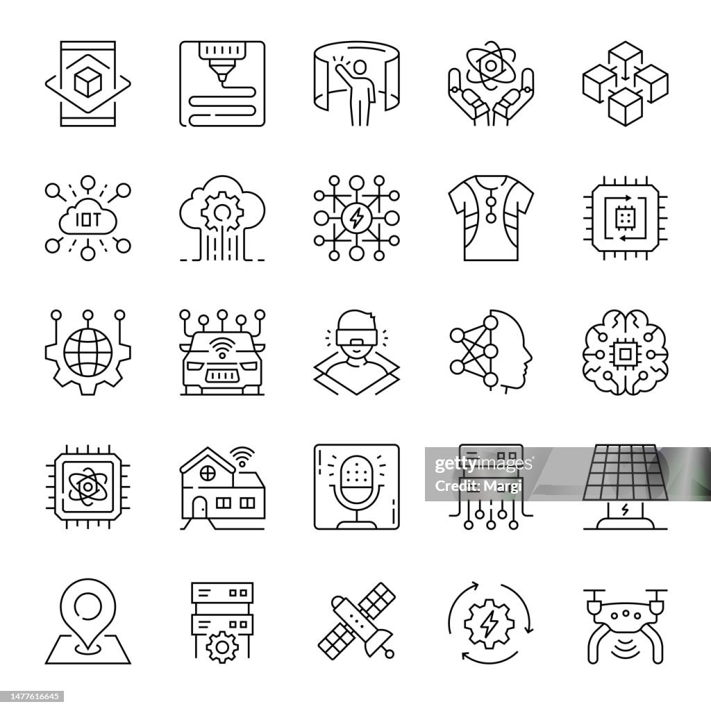 Line Icon Set of Technology Innovation