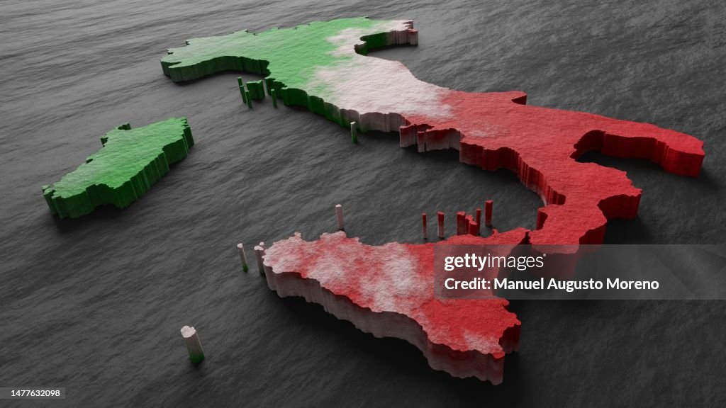 Flag and Map of Italy