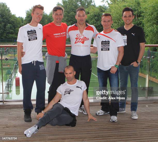 James Barr, Matt Evers, Toby Anstis, Jon Lee, Gareth Gates and Louie Spence attend a photocall to reveal Richard Branson's celebrity team taking part...
