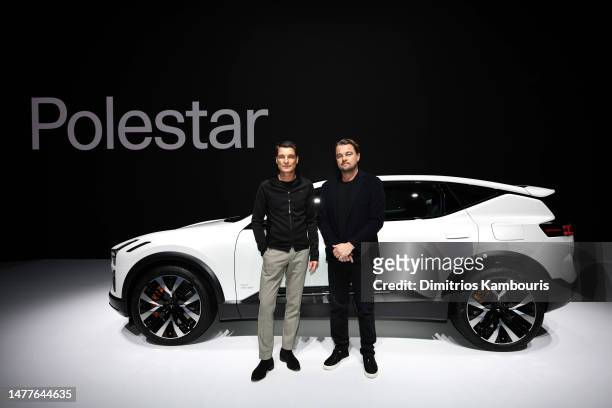 Leonardo DiCaprio and Polestar CEO Thomas Ingenlath attend the celebration of the North American debut of the Polestar 3 at The Shed on March 28,...