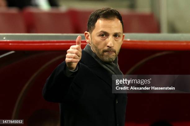 Domenico Tedesco, head coach of Belgium reacts during an international friendly match between Germany and Belgium at RheinEnergieStadion on March 28,...