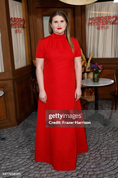 Jillian Bell attends the Los Angeles Premiere of Netflix's "Murder Mystery 2" at Regency Village Theatre on March 28, 2023 in Los Angeles, California.