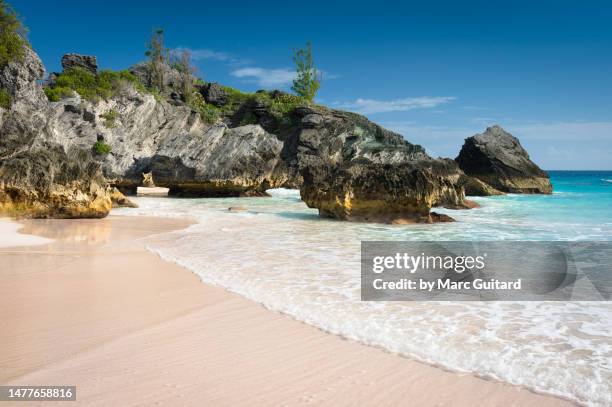rock formations at horseshoe bay beach, bermuda - bermuda stock pictures, royalty-free photos & images