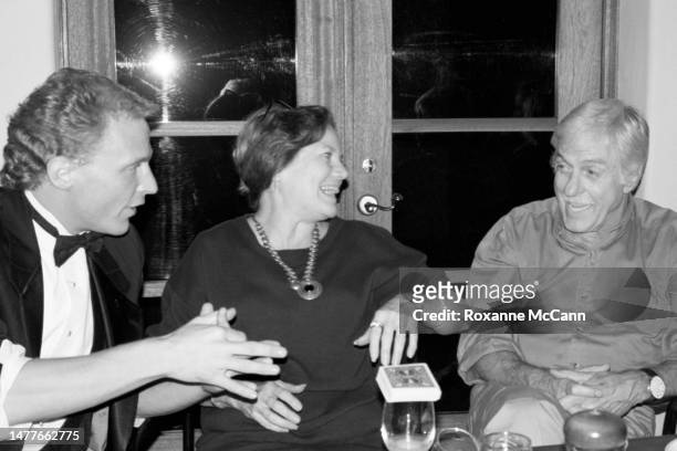 Magician entertains actress Trish Van Devere and award-winning actor, comedian, singer, dancer and writer Dick Van Dyke at a birthday party in...