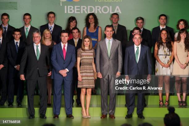 Foundation Iberdrola President Manuel Marin, Spain's Minister of Industry, Energy and Tourism Jose Manuel Soria, Princess Letizia of Spain, Prince...
