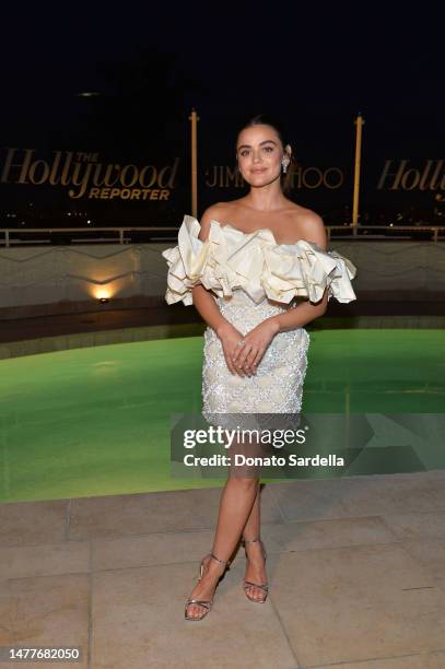 Lucy Hale attends The Hollywood Reporter And Jimmy Choo Power Stylists Dinner at The Terrace at Sunset Tower on March 28, 2023 in West Hollywood,...