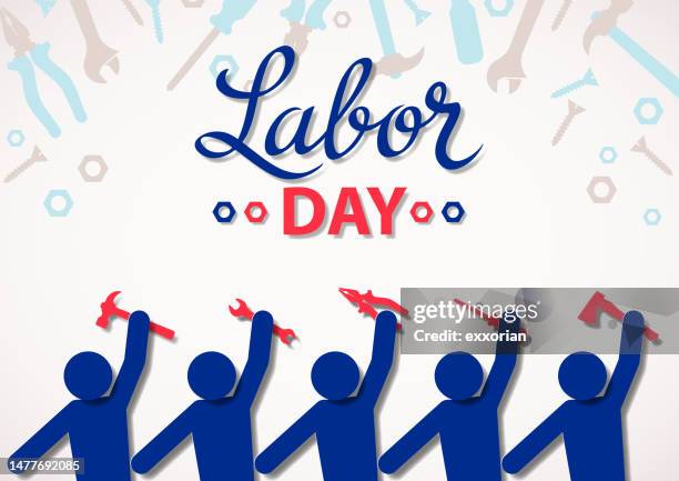 labor day - holding spanner stock illustrations