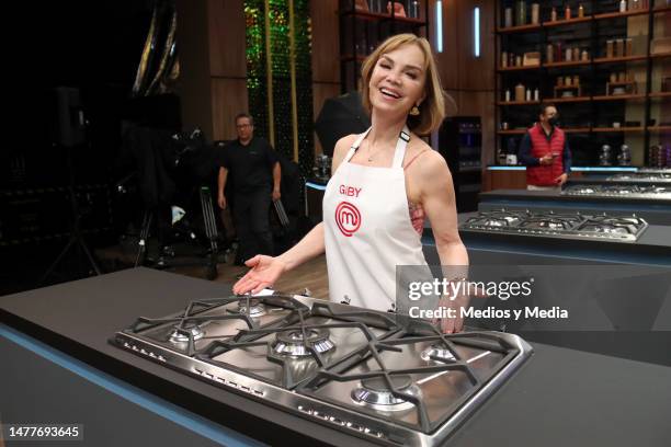Gabriela Goldsmith attends the presentation of the third season of 'MasterChef Celebrity' at Azteca Estudios on March 28, 2023 in Mexico City, Mexico.