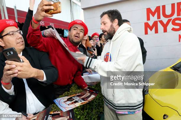 Adam Sandler attends the Netflix Premiere of Murder Mystery 2 on March 28, 2023 in Los Angeles, California.