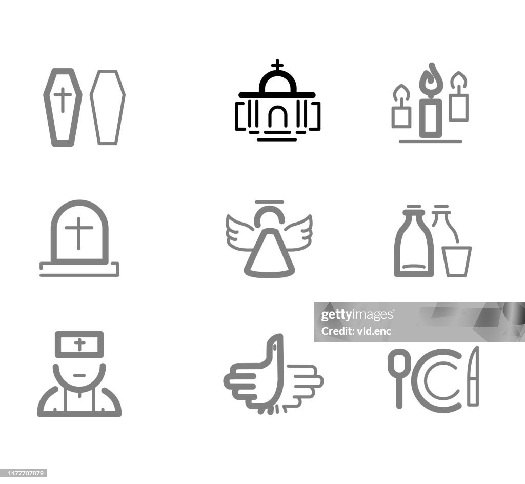 Funeral Icons Set