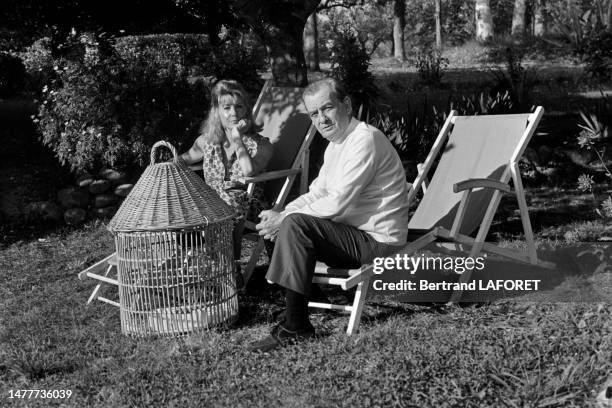 Le romancier Marcel Pagnol et son épouse Jacqueline en juillet 1970