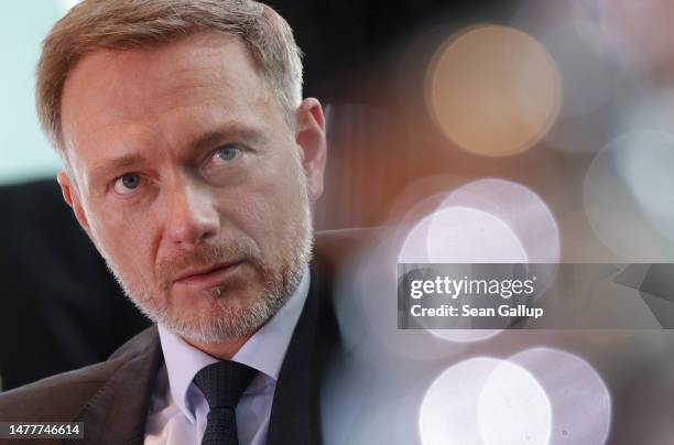 German Finance Minister Christian Lindner attends the weekly government cabinet meeting at the Chancellery on March 29, 2023 in Berlin, Germany. The...