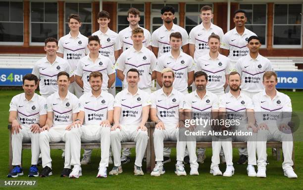 The Middlesex Team pose in their County Championship Whites- Jack Davies, Daniel O'Driscoll, Toby Greatwood, Ishaann Kaushal, Martin Andersson ,...