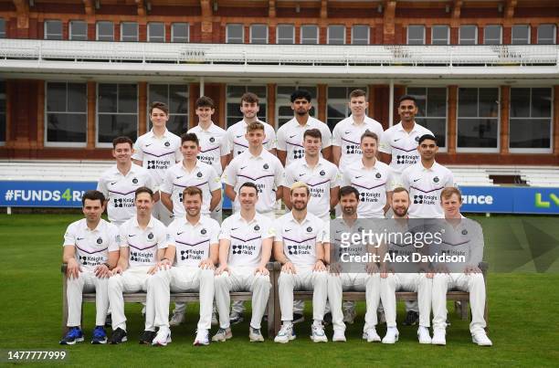 The Middlesex Team pose in their County Championship Whites- Jack Davies, Daniel O'Driscoll, Toby Greatwood, Ishaann Kaushal, Martin Andersson ,...