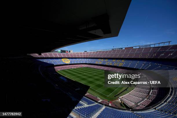 General view of the stadium ahead of the UEFA Women's Champions League quarter-final 2nd leg match between FC Barcelona and AS Roma at Spotify Camp...