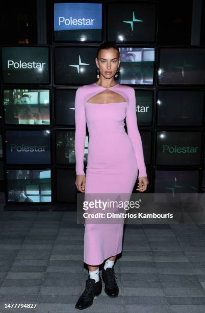 Irina Shayk attends the celebration of the North American debut of the Polestar 3 at The Shed on March 28, 2023 in New York City.
