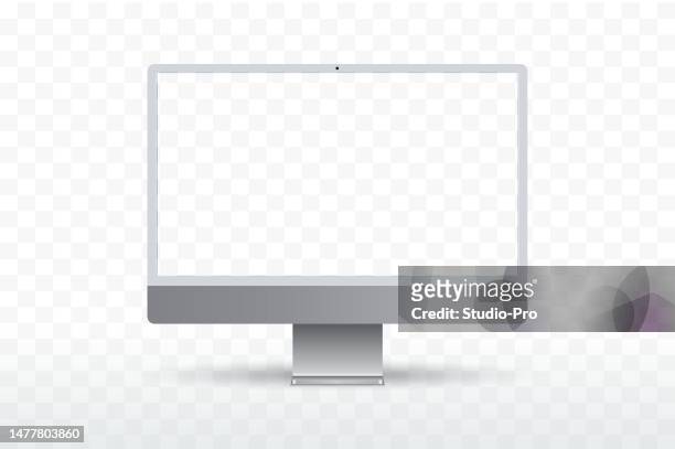 neue moderne transparente rahmenanzeige computer-monitor-vektor-vorlage wie imac mockup - flat screen stock-grafiken, -clipart, -cartoons und -symbole