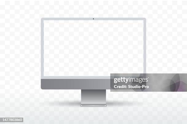 new modern transparent frame display computer monitor vector template like imac mockup - hd format stock illustrations