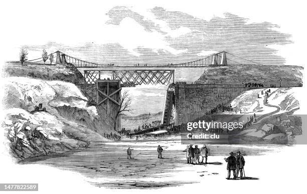scene of the recent accident on the great western railway, near hamilton, canada west - hamilton ontario stock illustrations