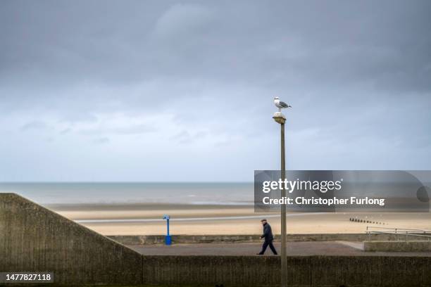 General view across concrete structures that dominate Rhyl promenade on March 29, 2023 in Rhyl, Wales. Rhyl has been declared the worst seaside town...