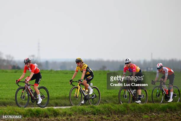 General view of Victoire Berteau of France and Team Cofidis, Cecilie Uttrup Ludwig of Denmark and Team FDJ-Suez, Marlen Reusser of Switzerland and...