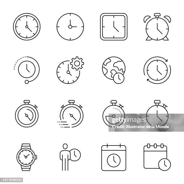 illustrations, cliparts, dessins animés et icônes de icônes de ligne de temps - course contre la montre illustrations