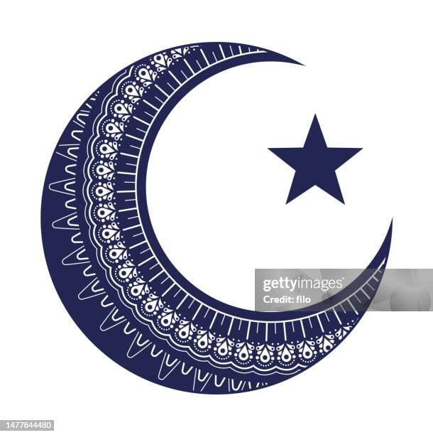 ramadan-feier halbmond-sternsymbol - muslim moon and star stock-grafiken, -clipart, -cartoons und -symbole