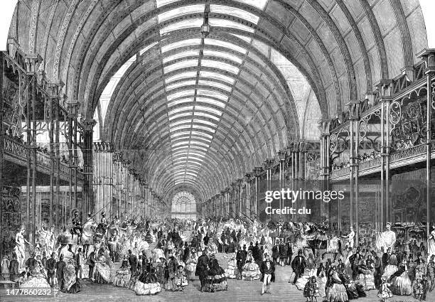 the art treasures exhibition building, manchester, the grand hall - manchester city stock illustrations