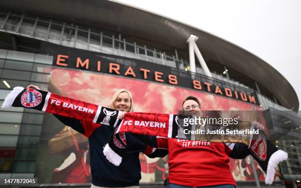 Fans arrive at the stadium prior to the UEFA Women's Champions League quarter-final 2nd leg match between Arsenal and FC Bayern München at Emirates...