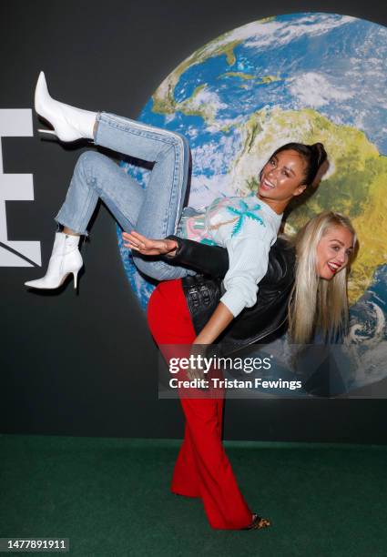 Katya Jones and Aimee Fuller attend the "BBC Earth Experience"at Daikin Centre on March 29, 2023 in London, England.