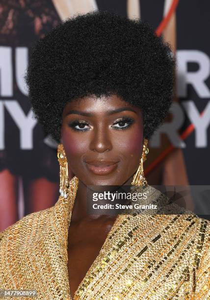 Jodie Turner-Smith arrives at the Los Angeles Premiere Of Netflix's "Murder Mystery 2" at Regency Village Theatre on March 28, 2023 in Los Angeles,...