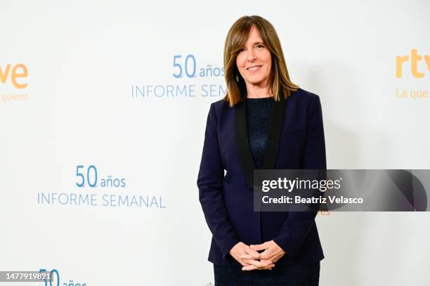 Ana Blanco attends the 50th anniversary photocall of "Informe Semanal" presented by RTVE at Teatro Real on March 29, 2023 in Madrid, Spain.