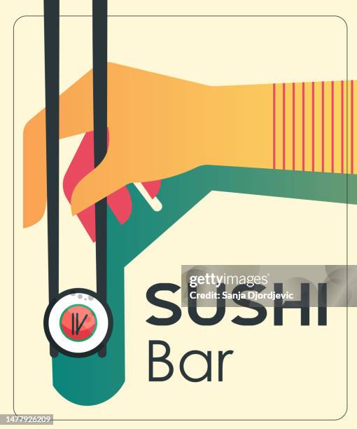 sushi bar menu - sushi plate stock illustrations