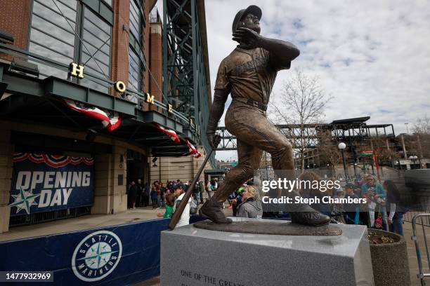 Fans walk outside of T-Mobile Park ahead of Opening Day on March 29, 2023 in Seattle, Washington.