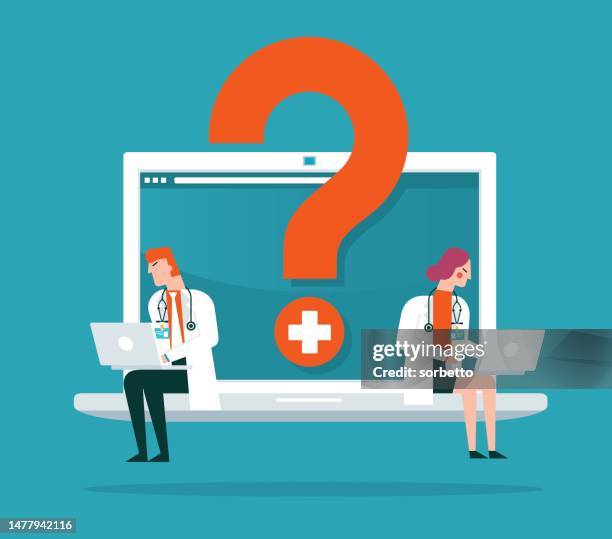 ask your questions a doctor - laptop - q and a stock illustrations stock illustrations
