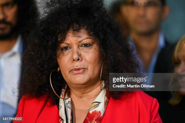 Assistant Minister for Indigenous Australians Senator Malarndirri McCarthy with the Referendum Working Group address the media after the Constitution...