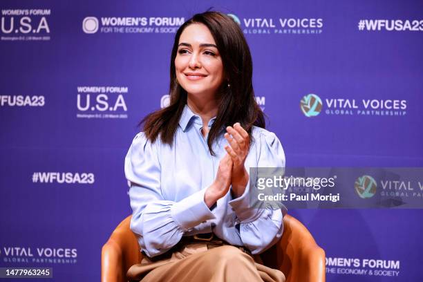 Actress and activist Nazanin Boniadi speaks at the 2023 Women’s Forum U.S.A. Hosted by Vital Voices and the Women’s Forum for the Economy and Society...