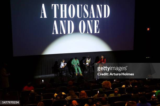 Krystal Vega, Teyana Taylor, Dapper Dan, and A.V. Rockwell speak onstage at Focus Features' "A Thousand And One" Screening and Conversation With...