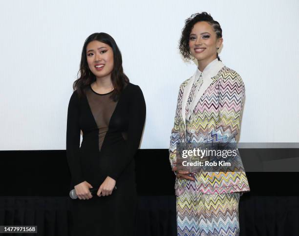 Claudia Tan, Kiana Madeira attend the New York Screening of "Perfect Addiction" at AMC Empire 25 on March 29, 2023 in New York City.