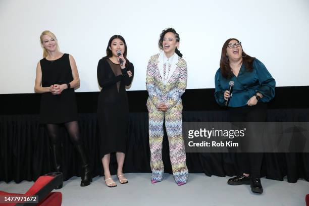 Stephanie Sanditz, Claudia Tan, Kiana Madeira and Tamara Fuentes attend the New York Screening of "Perfect Addiction" at AMC Empire 25 on March 29,...