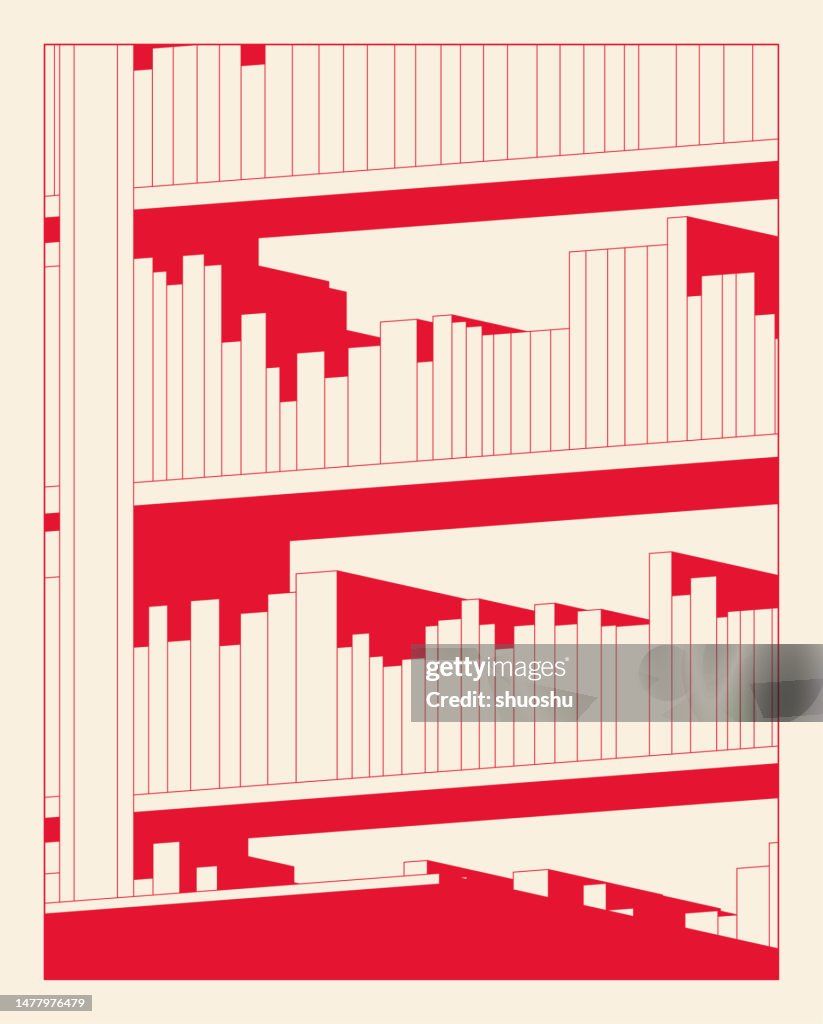 Forma geométrica roja con diseño minimalista de línea