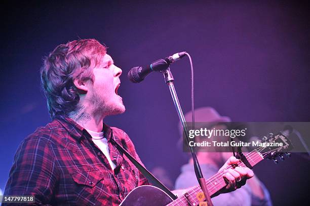 Brian Fallon of The Gaslight Anthem and Chuck Ragan of Hit Water Music performing on stage during The Revival Tour, October 17 Portsmouth Wedgewood...