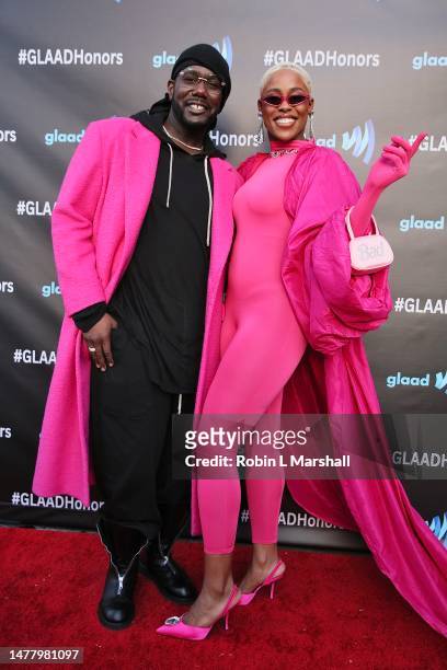 Actors Nicco Annan and Jerri Johnson attend GLAAD's Communities Of Color And Media Department's at Grandmaster Recorders on March 29, 2023 in Los...