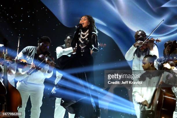 Muni Long performs onstage during the 2023 iHeartRadio Music Awards at Dolby Theatre on March 27, 2023 in Hollywood, California.